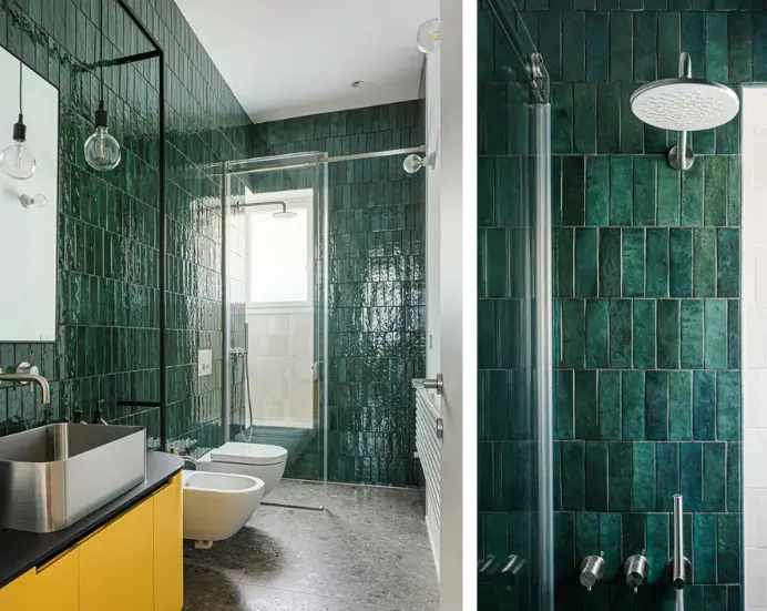 Artisan Moss Green Ceramic Tile – Organic, Hand-Finished Look 1