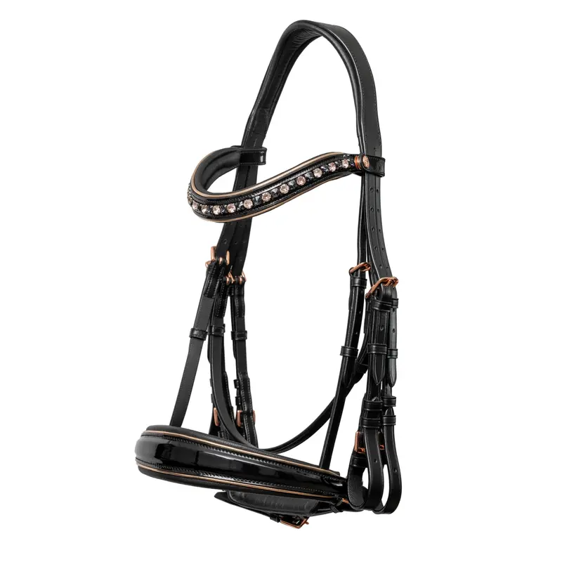 Aurelia Limited Edition Double Bridle – Black Patent With Rose Gold Accents 1