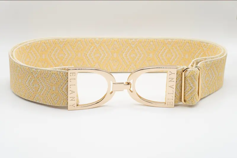 Buttercream Tribal Print 1.5-Inch Gold Stirrup Belt 1