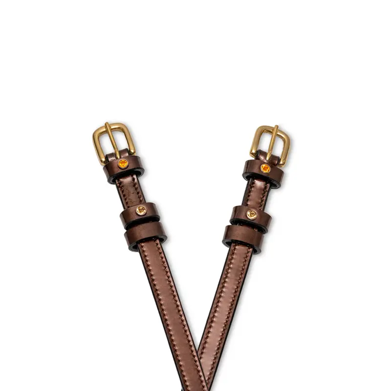 Catalonia Metallic Bronze Patent Leather Spur Straps 1