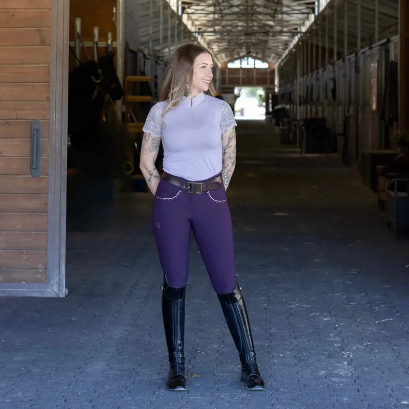 Charlie Light Amethyst Lace-Trimmed Riding Shirt (Short Sleeve) 1