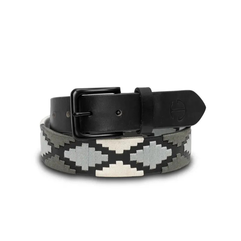 Collective Sierra Blanca Polo Belt: Gunmetal Grey, Silver & Pearl Black Leather 1