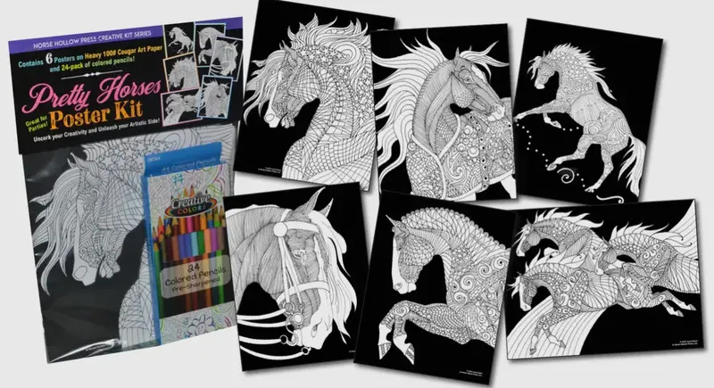 Elegant Horses Coloring Poster Kit For Art Lovers 1
