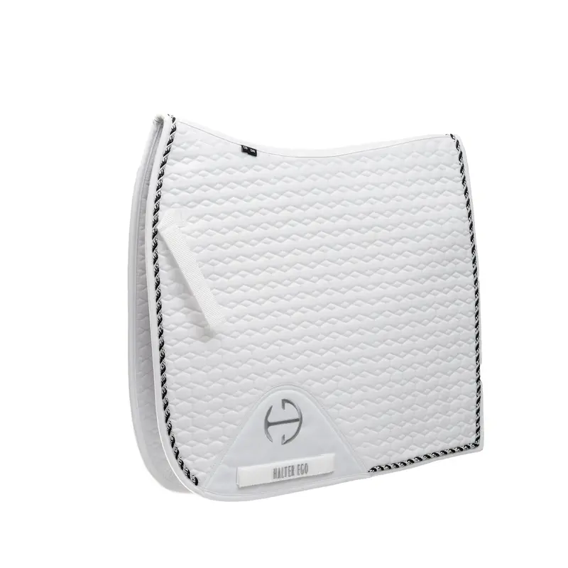 European Cotton Dressage Saddle Pad – White & Black Twist Trim (Cob) 1