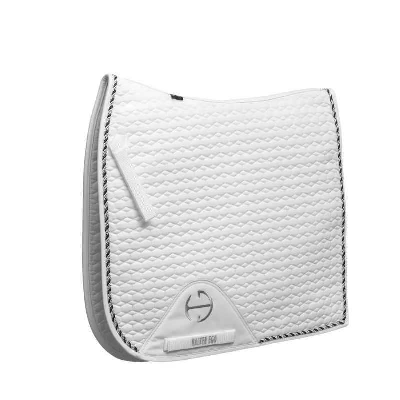 European Cotton Dressage Saddle Pad – White & Black Twist Trim (Full Size) 1