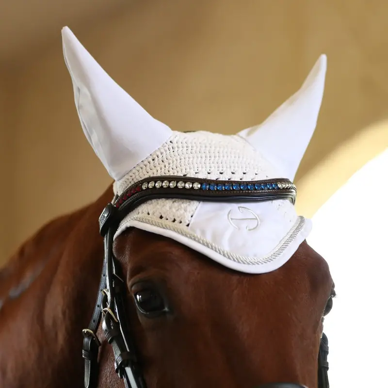 European Cotton White Ear Net For Horses 1