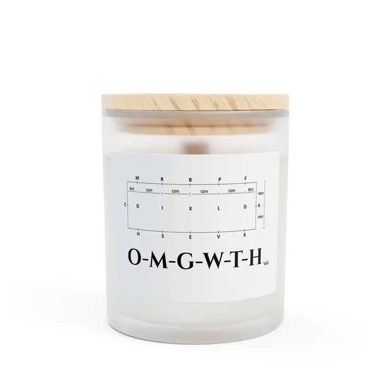 Frosted Glass Soy Candle (11 Oz) – 'Dressage Course Omgwth' Scented Edition 1