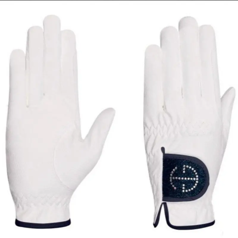 Halter Ego® Bermuda Blue Competition Gloves With Glitter And Crystal Detail 1