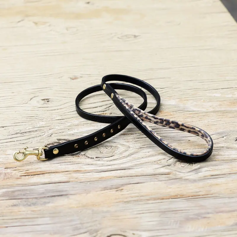 Halter Ego Black Leather Safari-Style Dog Leash 1