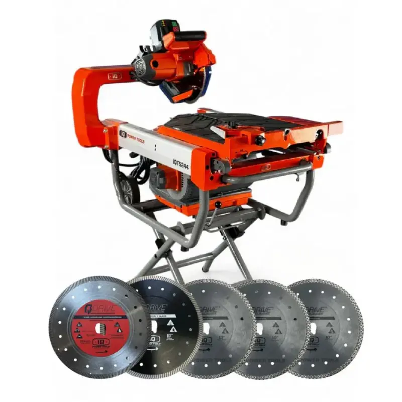 Iqts244 10-Inch Dry-Cut Tile Saw Bundle With Stand And Five Bonus Blades 1