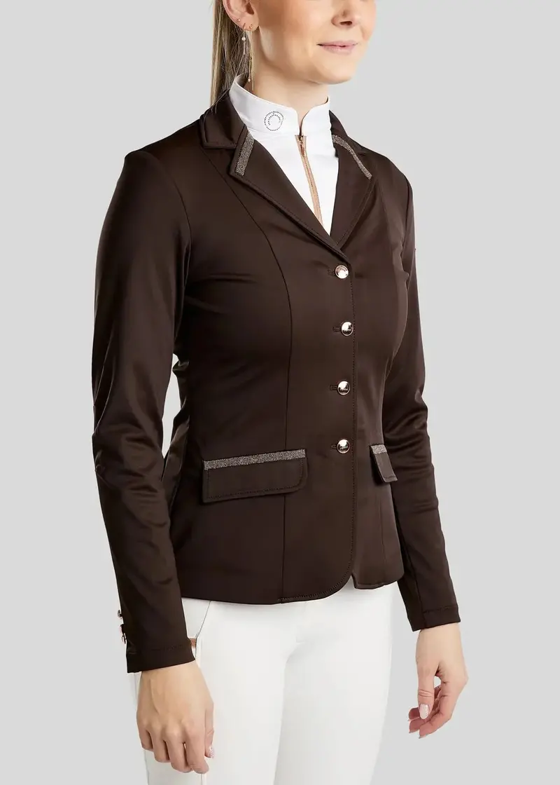 Montar Mogloria Brown Competition Jacket – Rose Gold Caviar Tape & Crystals 2