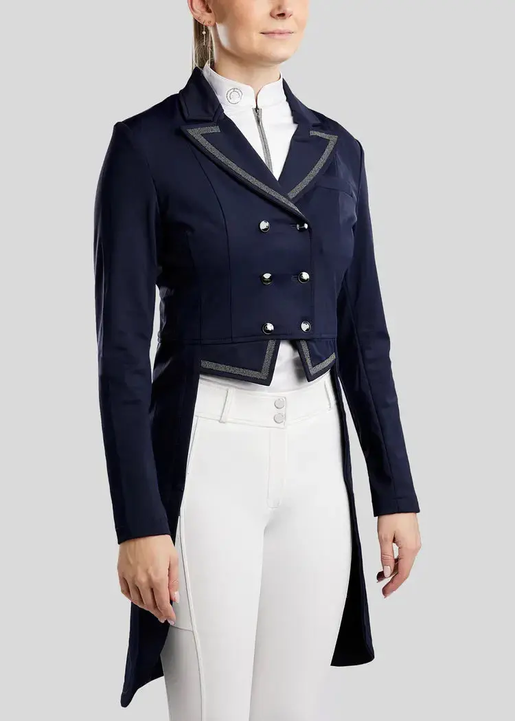 Montar Mogloria Navy Long-Tail Competition Coat – Gun Metal Trim & Crystals 1