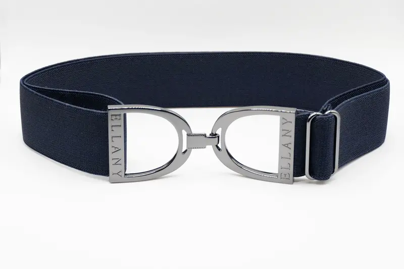 Navy 1.5-Inch Gunmetal Stirrup Elastic Belt 1