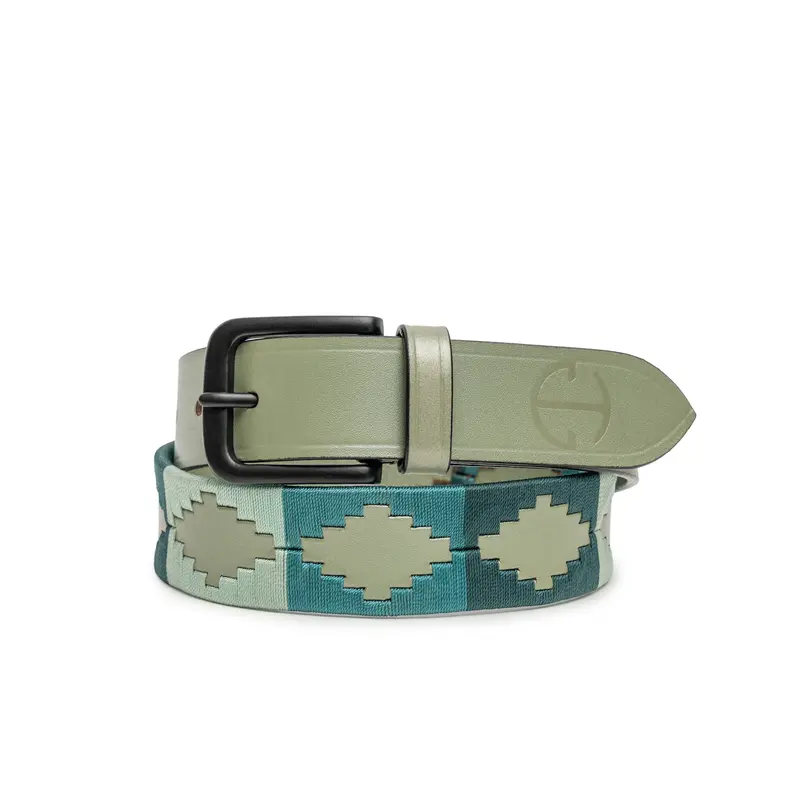Sea Glass Green Leather Polo Belt – Handcrafted Design 1