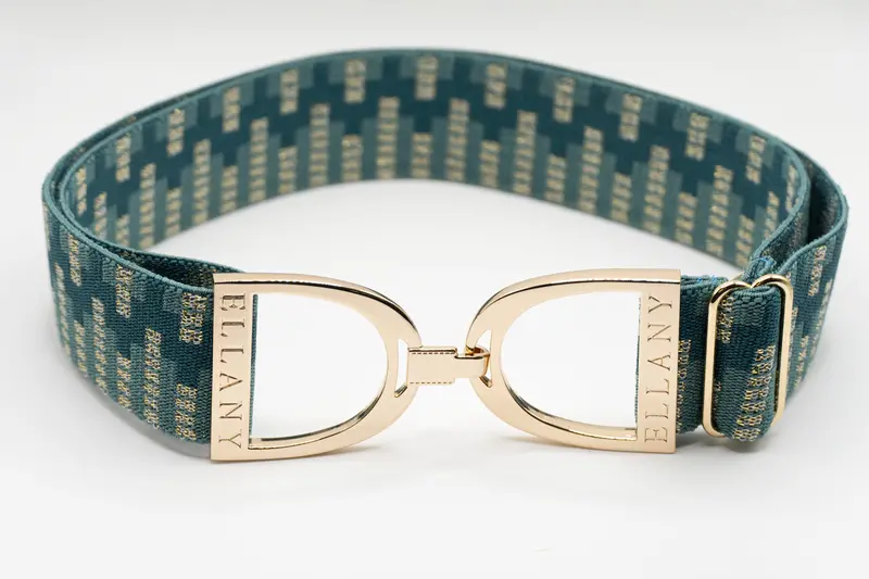 Teal Lyndon 1.5-Inch Gold Stirrup Elastic Belt 1