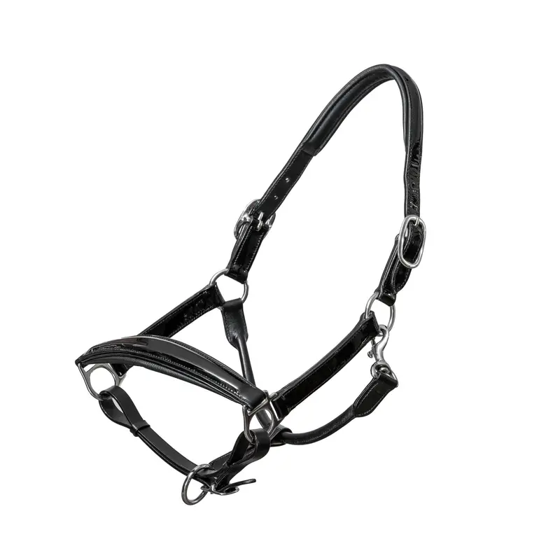 Valentina Sleek Black Patent Leather Halter 1