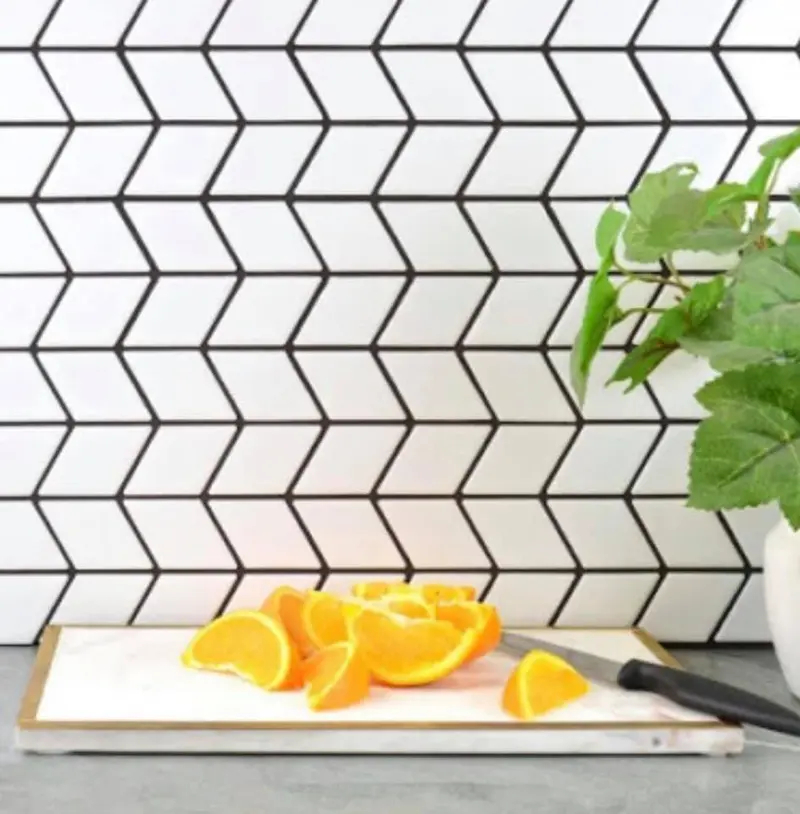 York Chevron Matt White Patterned Tile - Sold By Sheet 1