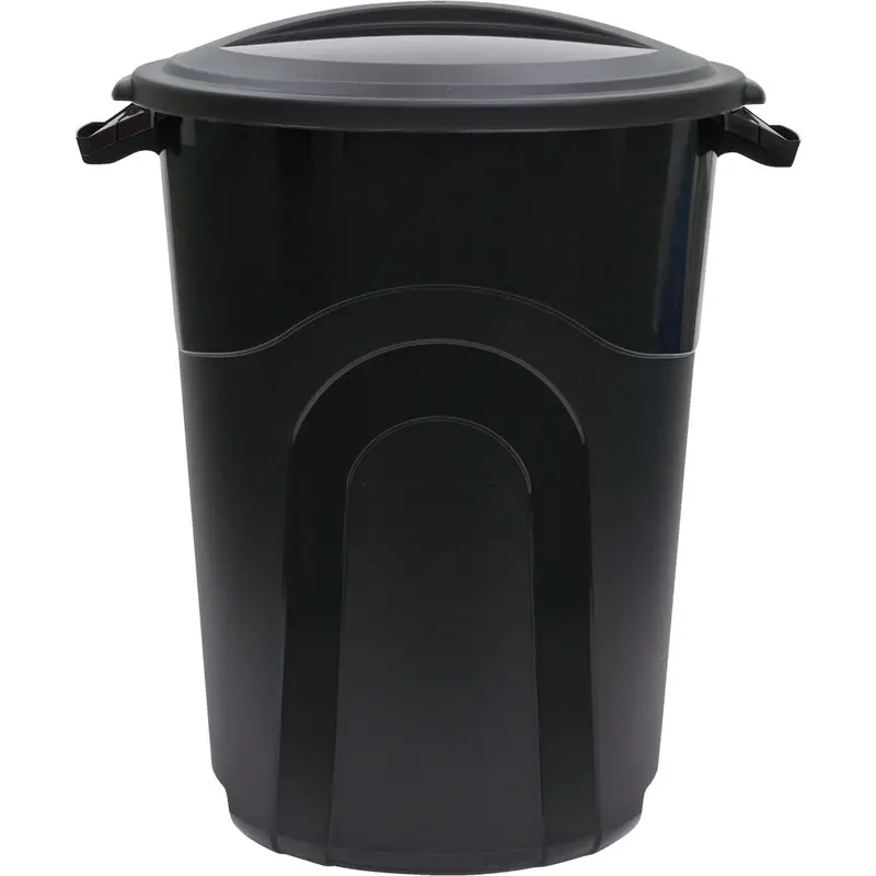 United Solutions Rough & Rugged 32-Gallon Black Trash Can With Secure Lid 1