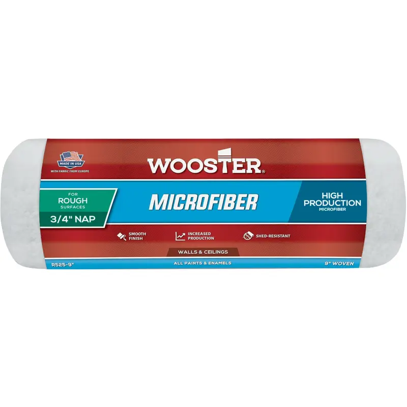 Wooster 9 In. Microfiber Roller Cover – 3/4 In. Nap, Premium Absorbent Fabric 1