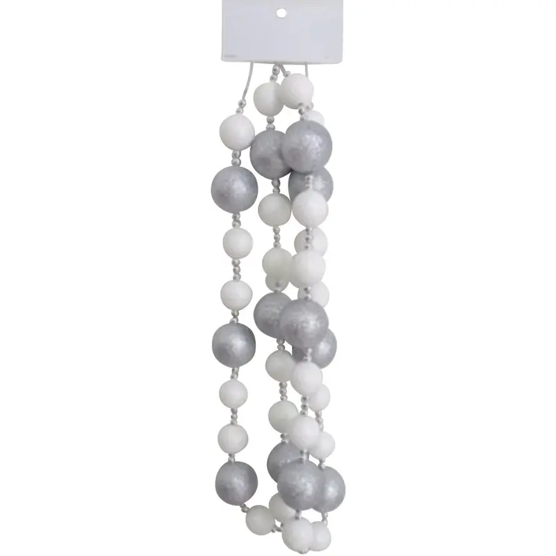 Youngcraft 6-Foot White-And-Silver Glitter Ball Garland For Festive Decorations 1